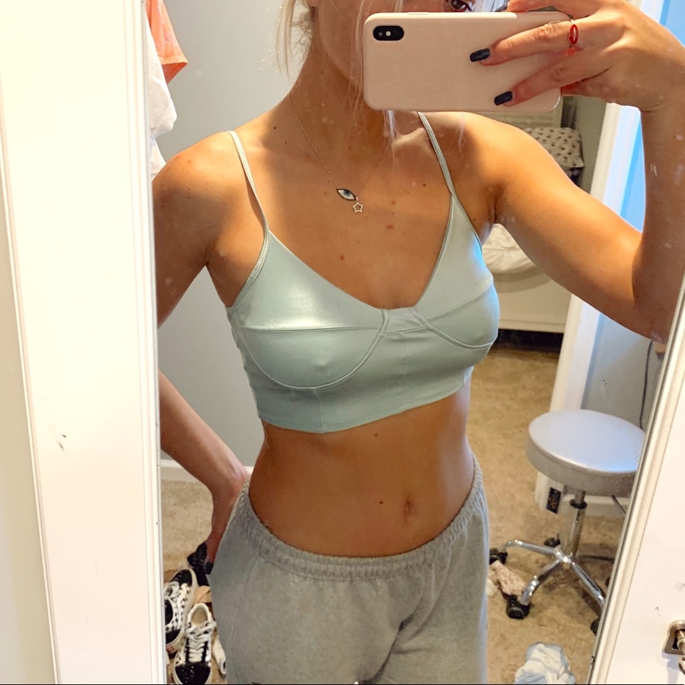 Garage holographic blue crop top